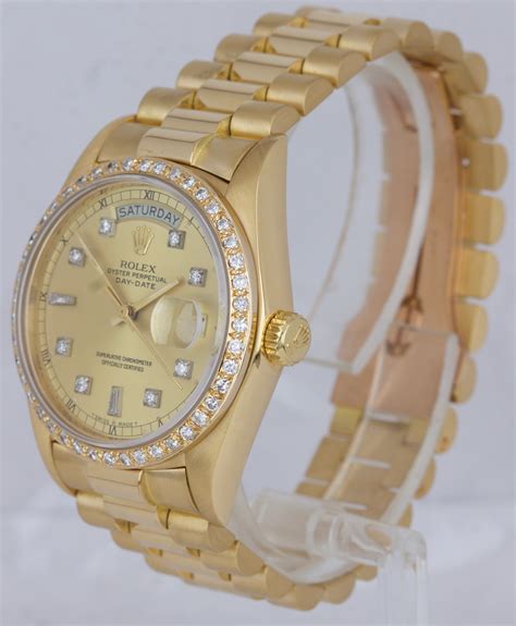 rolex day date president gold diamond|rolex presidential 18k solid gold.